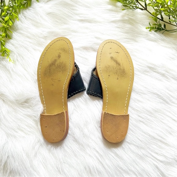 Jack Rogers Kennedy Leather Embroidered Icon Sandals Blue Women's Size 6 - Picture 3 of 6